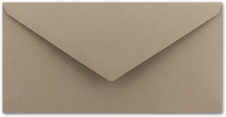 75 Brief-Umschläge DIN Lang - Cappuccino mit Gold-Metallic Innen-Futter - 110 x 220 mm - Nassklebung