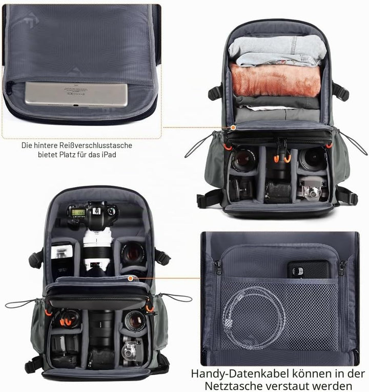 K&amp;F CONCEPT Kamerarucksäcke für Fotografen, riesige Reisetasche, 32L, grosse Kamerataschen mit Lapto