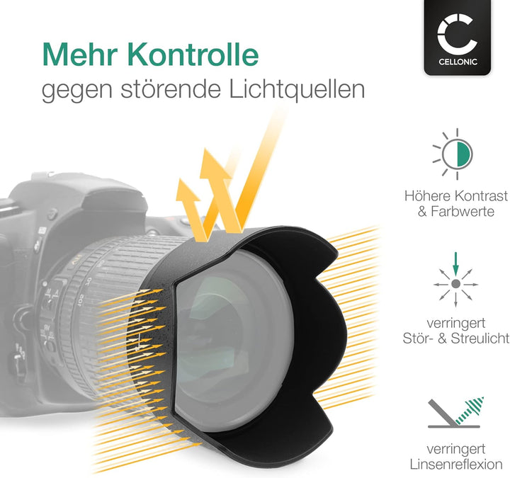 CELLONIC Gegenlichtblende kompatibel mit Canon EF-S 17-85mm f/4-5.6, 18-135mm f/3.5-5.6 is - Bajonet