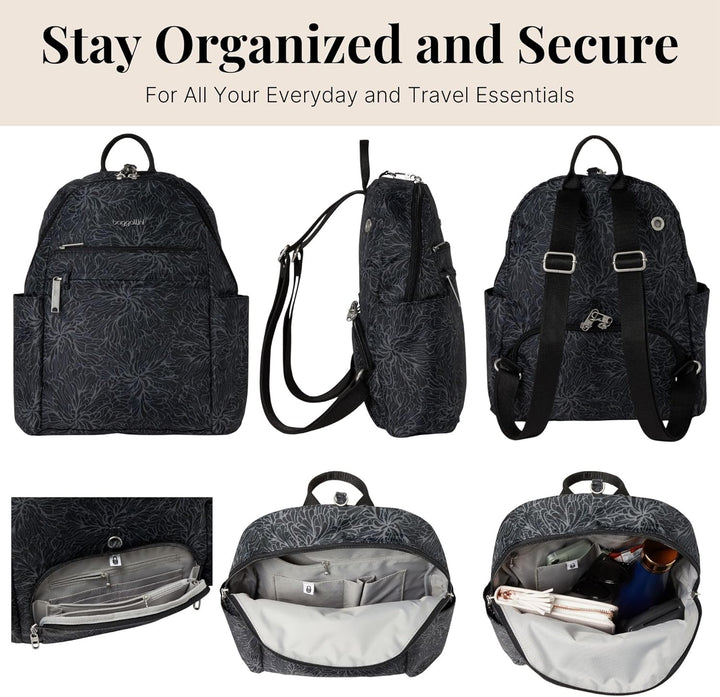 Baggallini Damen Securtex Anti-Diebstahl-Urlaubsrucksack Einheitsgrösse Midnight Blossom, Einheitsgr