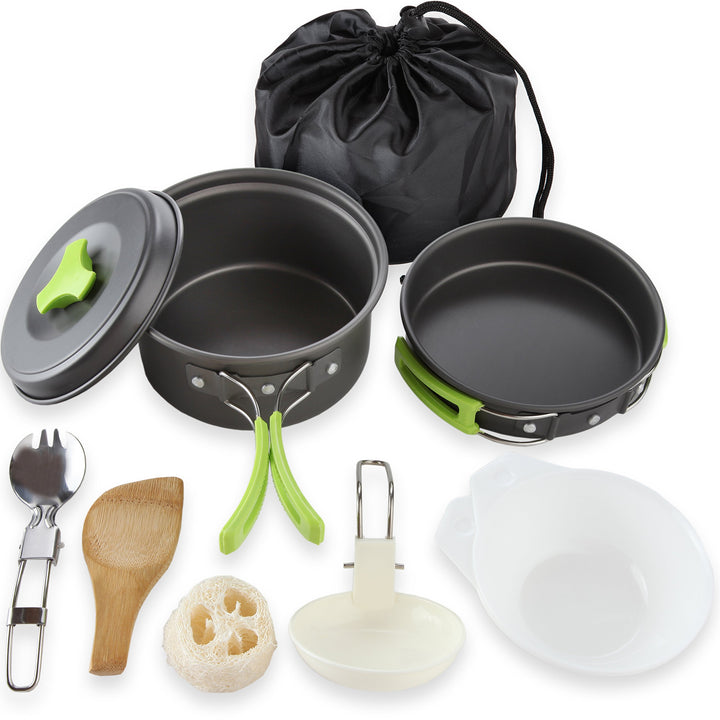 MalloMe Camping-Kochgeschirr-Set für Rucksackausrüstung – Camping-Kochset – tragbarer Campingkocher