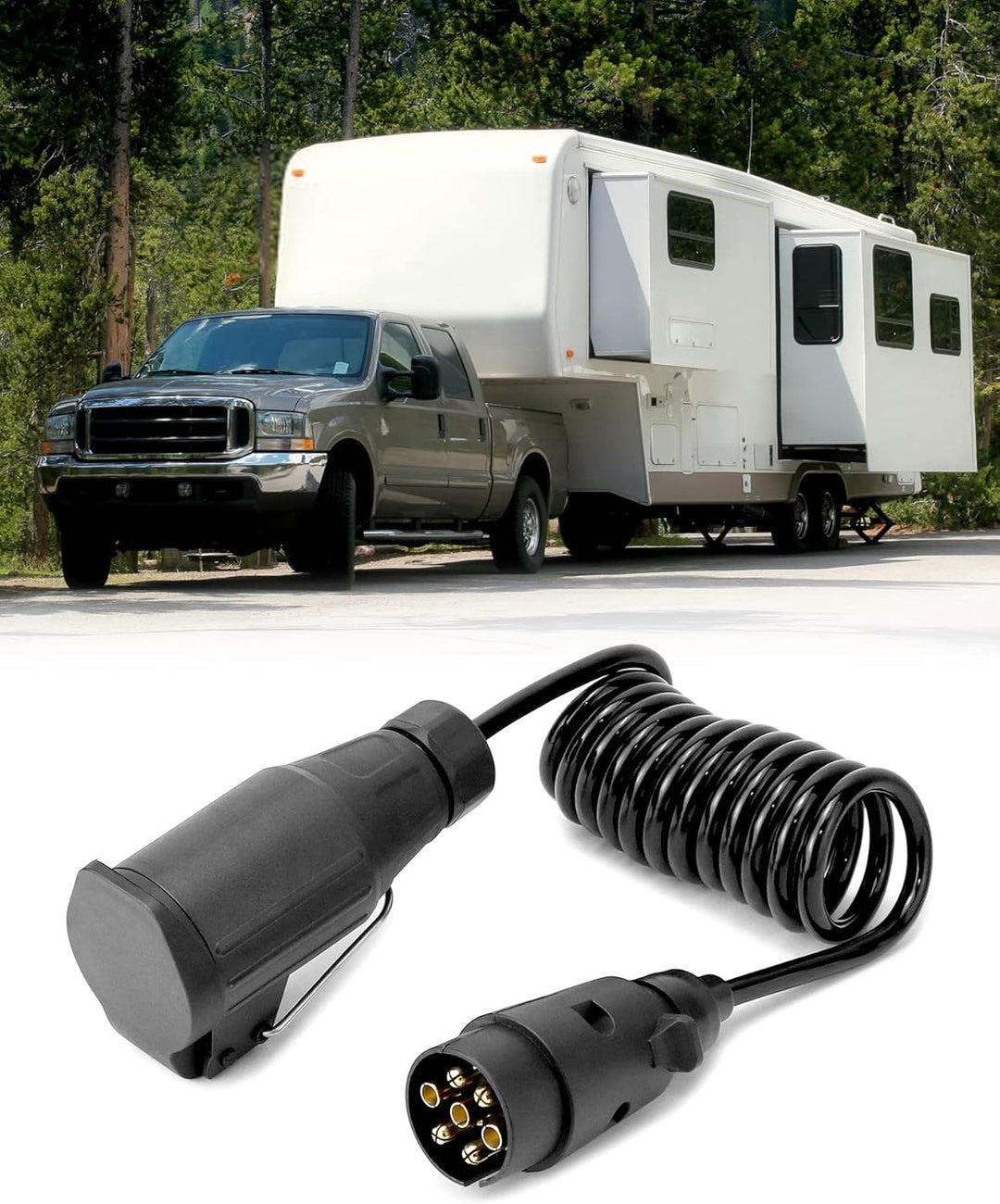 QWORK® 2M Anhänger Adapterkabel - 7 auf 13 polig - für 12 V Systeme für Wohnwagen KFZ Caravan RV Tra