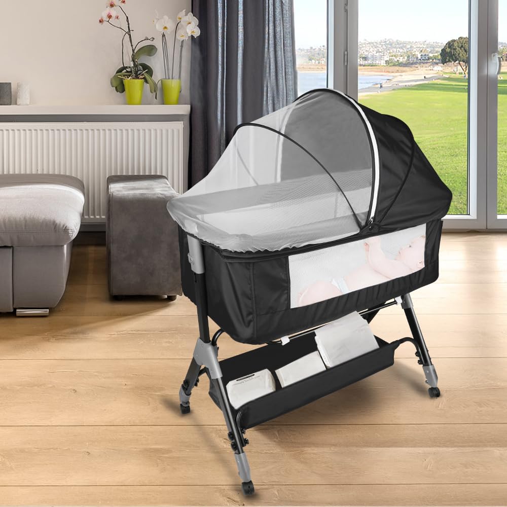 LANTUS Baby Beistellbett,Kompatibel mit verschiedenen Betten, Einfach zu Montieren und Transportiere