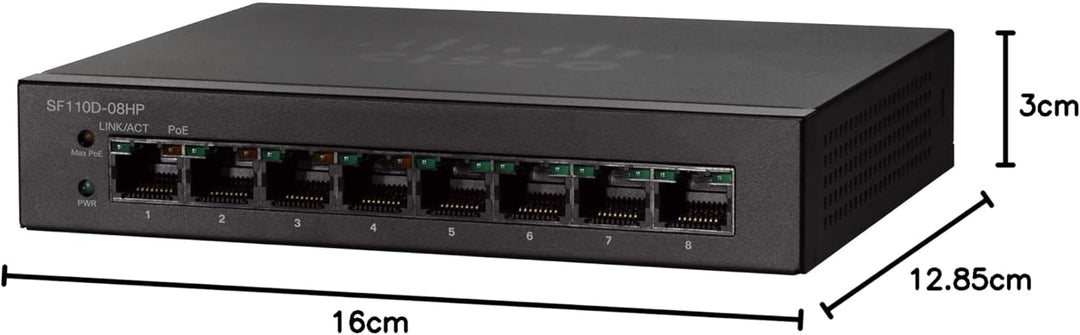 Cisco Small Business SF110D-08HP No Managed L2 Fast Ethernet (10/100) Schwarz Unterstützung Power Ov