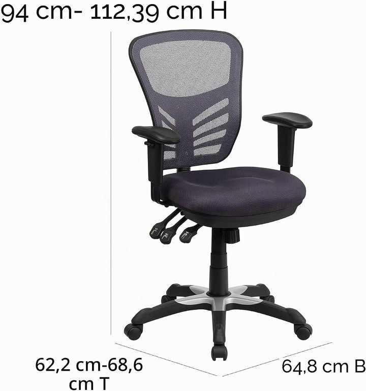 Flash Furniture Bürostuhl mit mittelhoher Rückenlehne – Ergonomischer Schreibtischstuhl mit verstell