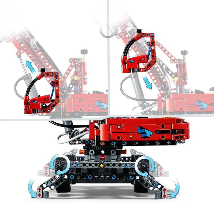 LEGO 42144 Technic Umschlagbagger Modell, Mechanisches Spielzeug Set, manuelle und pneumatische Funk