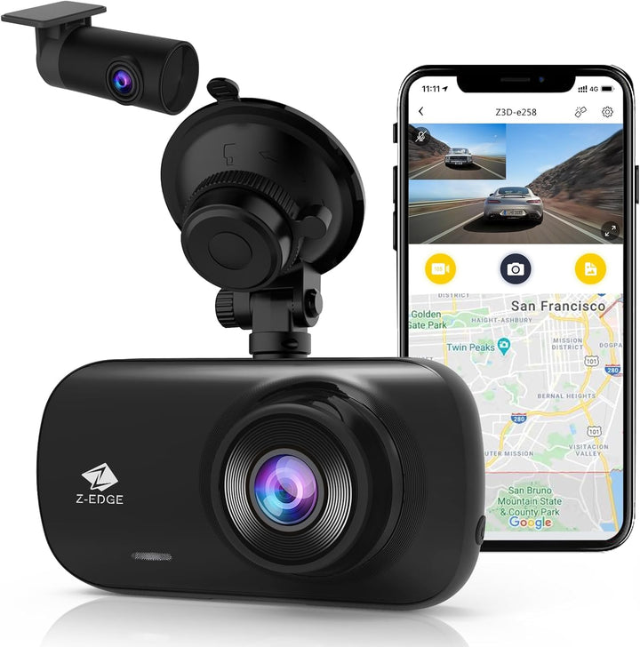 Z-Edge GPS Dashcam Dual Autokamera Frontkamera 2K 1440P & Heckkamera Full HD 1080P 2,7 Zoll LCD Bild