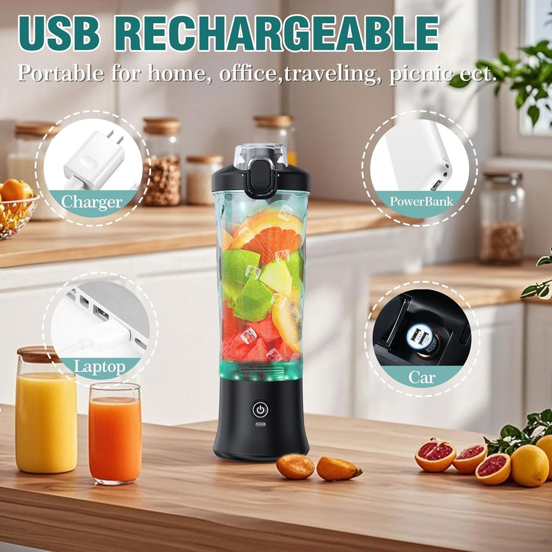 Tragbarer Mixer 600ml Smoothie Maker to Go, Tragbarer Entsafter mit 6 Klinge und USB Wiederaufladbar