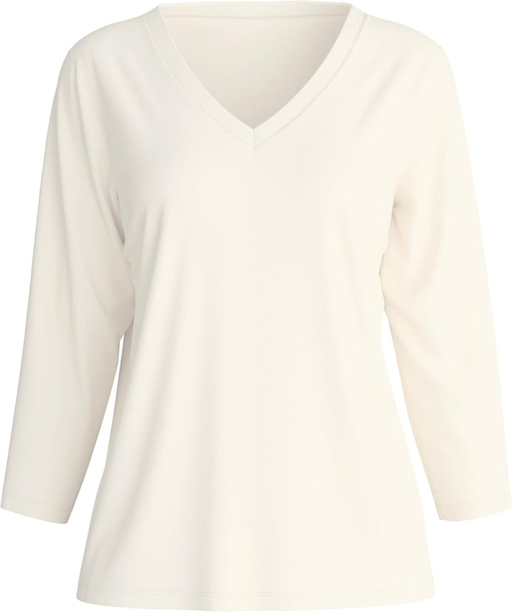 CALIDA Favourites Langarmshirt Damen, aus 100% Baumwolle, Dicker, wärmender Stoff 32-34 Charm Cream,