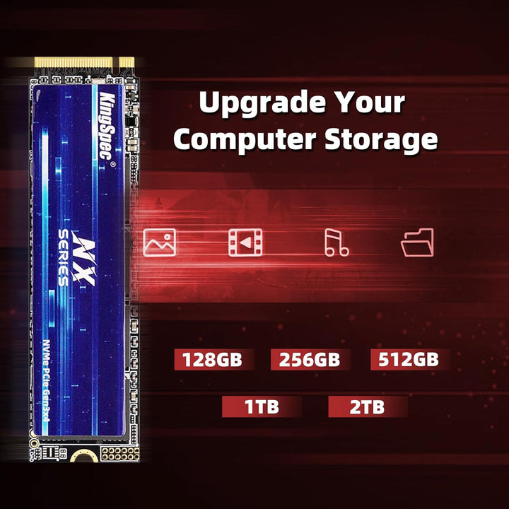 KingSpec NX-2280 2TB SSD NVMe M.2 PCIe 3.0 Gen 3x4 Gaming Solid State Drive, Up to 3500MB/s Read, 3D