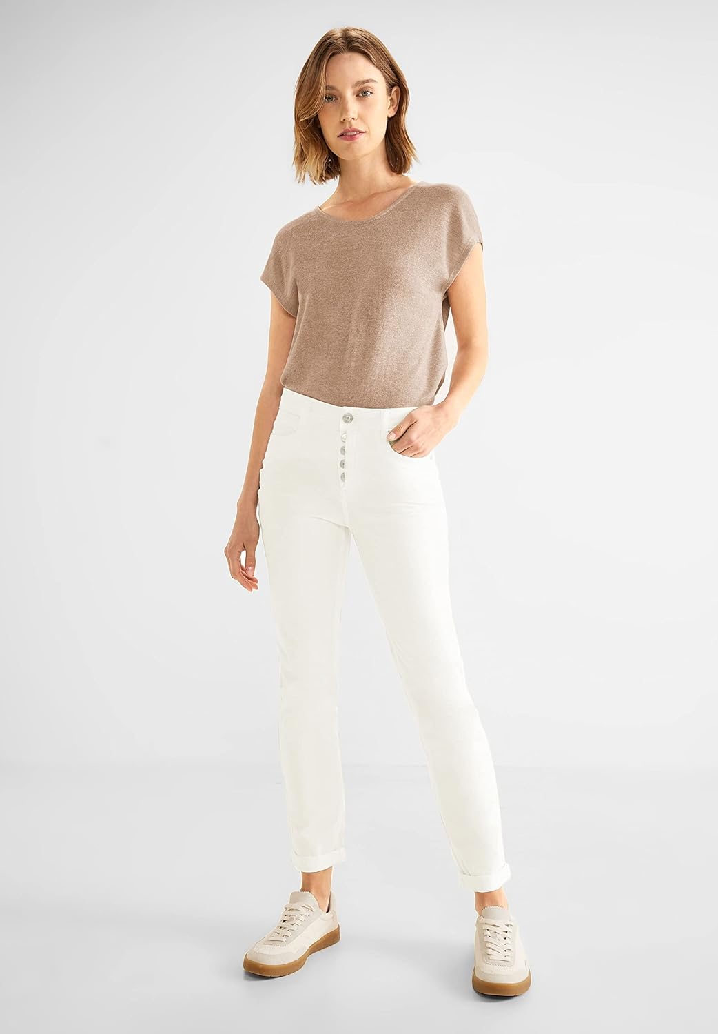 Street One Damen Jeanshose 28W / 28L Ecru Washed, 28W / 28L Ecru Washed