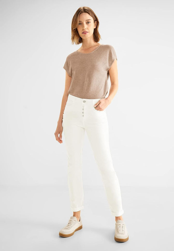 Street One Damen Jeanshose 28W / 28L Ecru Washed, 28W / 28L Ecru Washed