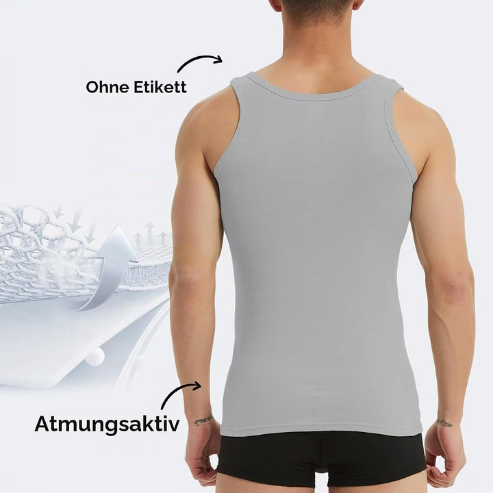 YouShow Unterhemd Herren 3/5er Pack 100% Baumwolle Tank Top Feinripp M 1*schwarz + 1*weiss + 1*grau,