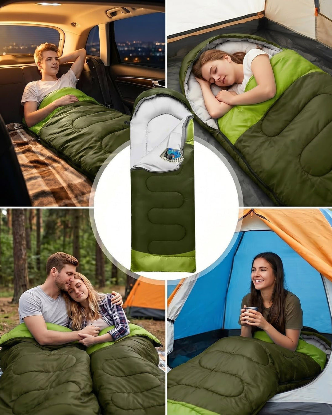 Schlafsack Camping für 3–4 Jahreszeiten, Outdoor-Schlafsack für Erwachsene und Kinder, Kompakter Sch