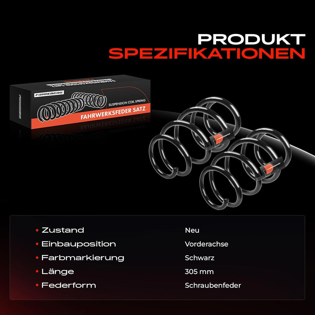Frankberg 2x Federn Fahrwerksfeder Vorderachse Kompatibel mit Laguna Coupe DT0/1 2.0L Coupe 2008-201