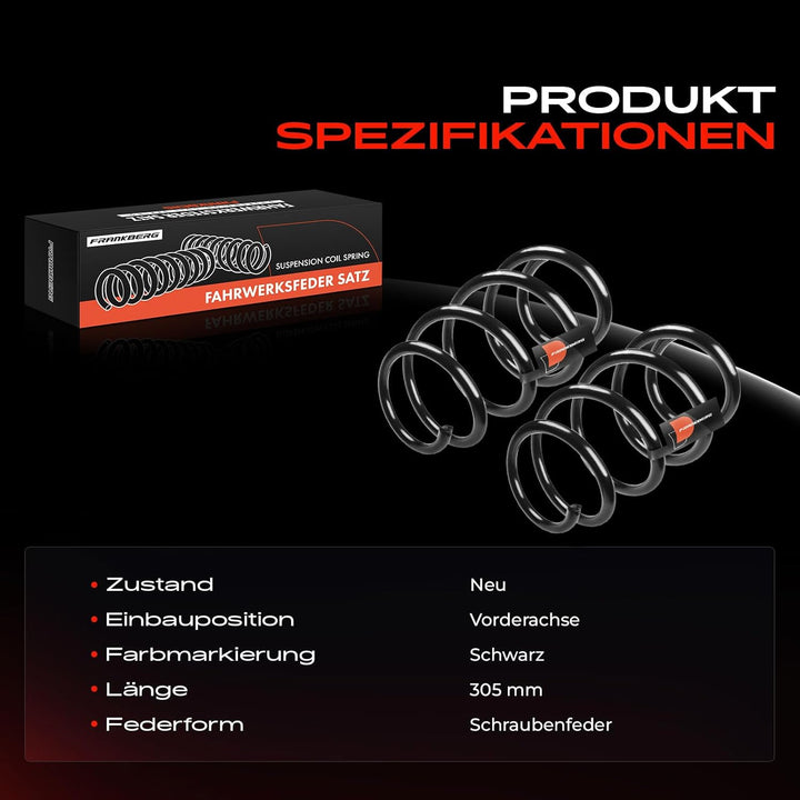 Frankberg 2x Federn Fahrwerksfeder Vorderachse Kompatibel mit Laguna Coupe DT0/1 2.0L Coupe 2008-201