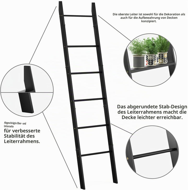BAMBANG 6-stufig Handtuchleiter für Wohnzimmer, Deckenquilt-Leitergestell dekorativer Handtuchhalter