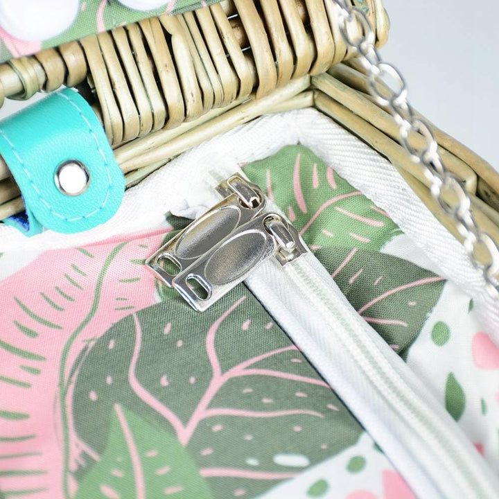 Zolta Picknickkorb Korb mit Deckel - Weidenkorb mit Picknick Geschirr und Thermischer Einsatz - Ther