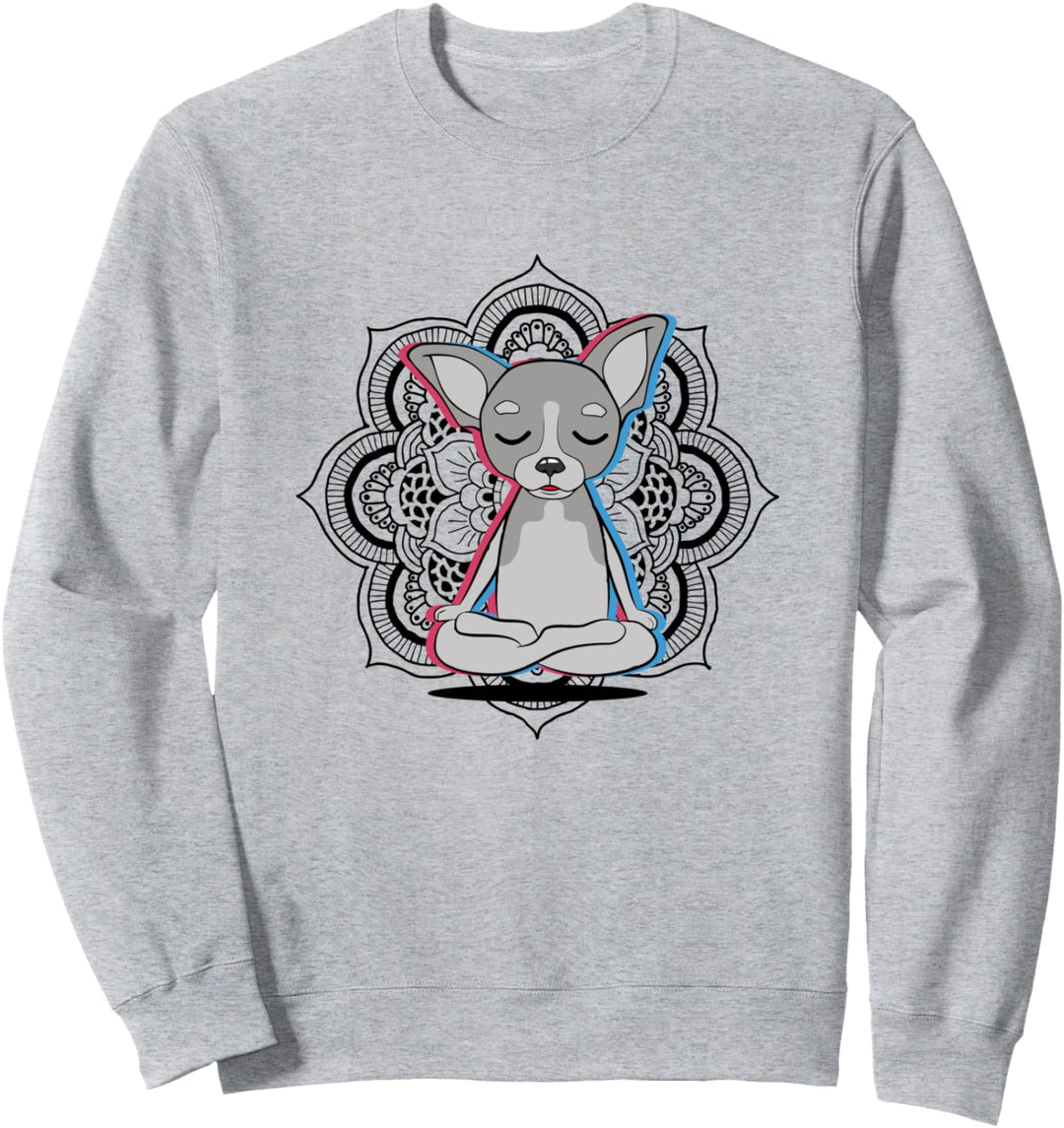 Yoga Chihuahua Hunde Mandala Lotus Blume Meditation Chihuahua Sweatshirt