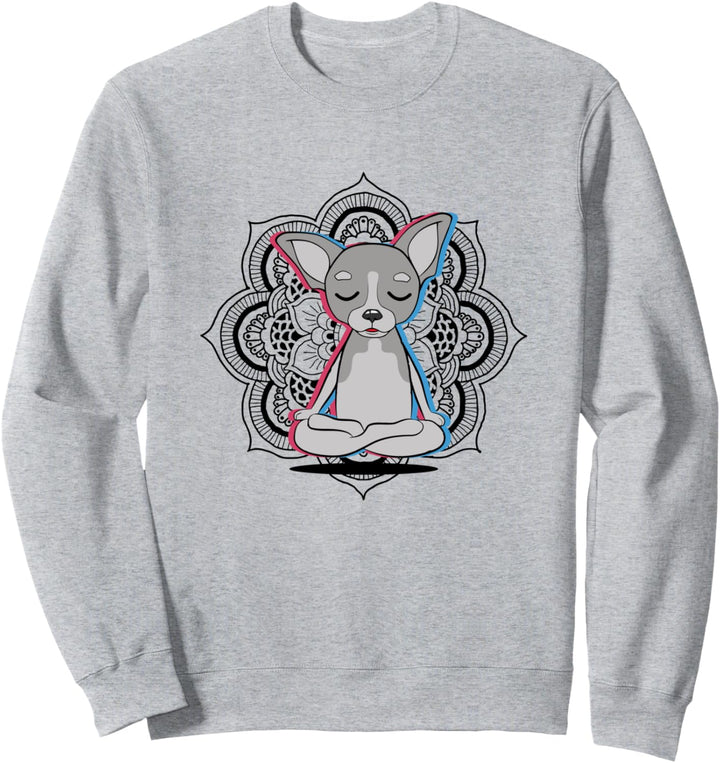 Yoga Chihuahua Hunde Mandala Lotus Blume Meditation Chihuahua Sweatshirt