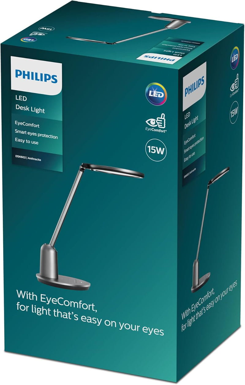 Philips LED Einstein Schreibtischleuchte, 15W, dimmbar, Weiss 3000-5500K, 3000-5500K