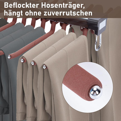 uyoyous Hosenbügel Ausziehbarer, Hosenhalter Ausziehbar mit Beflockung für 22 Hosen, Hosen Schrankau