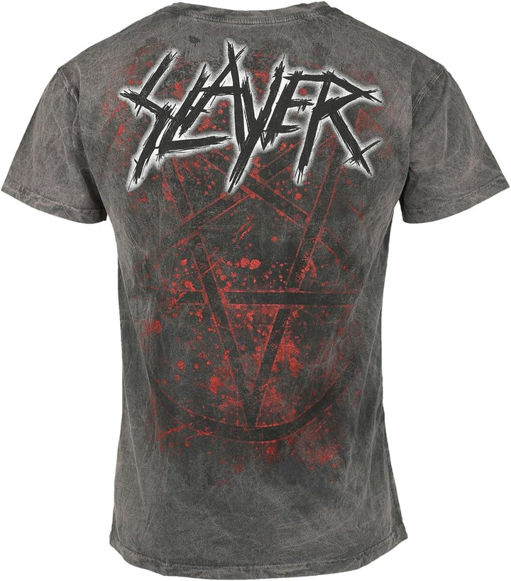 Slayer Mongo Logo Männer T-Shirt Charcoal Band-Merch, Bands S Charcoal, S Charcoal
