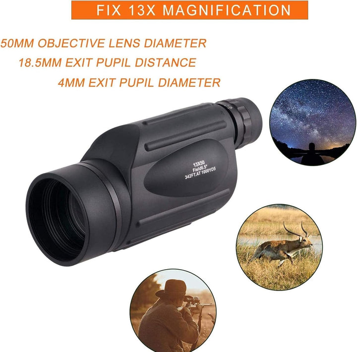Monokular-Teleskop für Erwachsene – 13 x 50 High Power HD Optik Zoom Monokular Teleskop für Smartpho