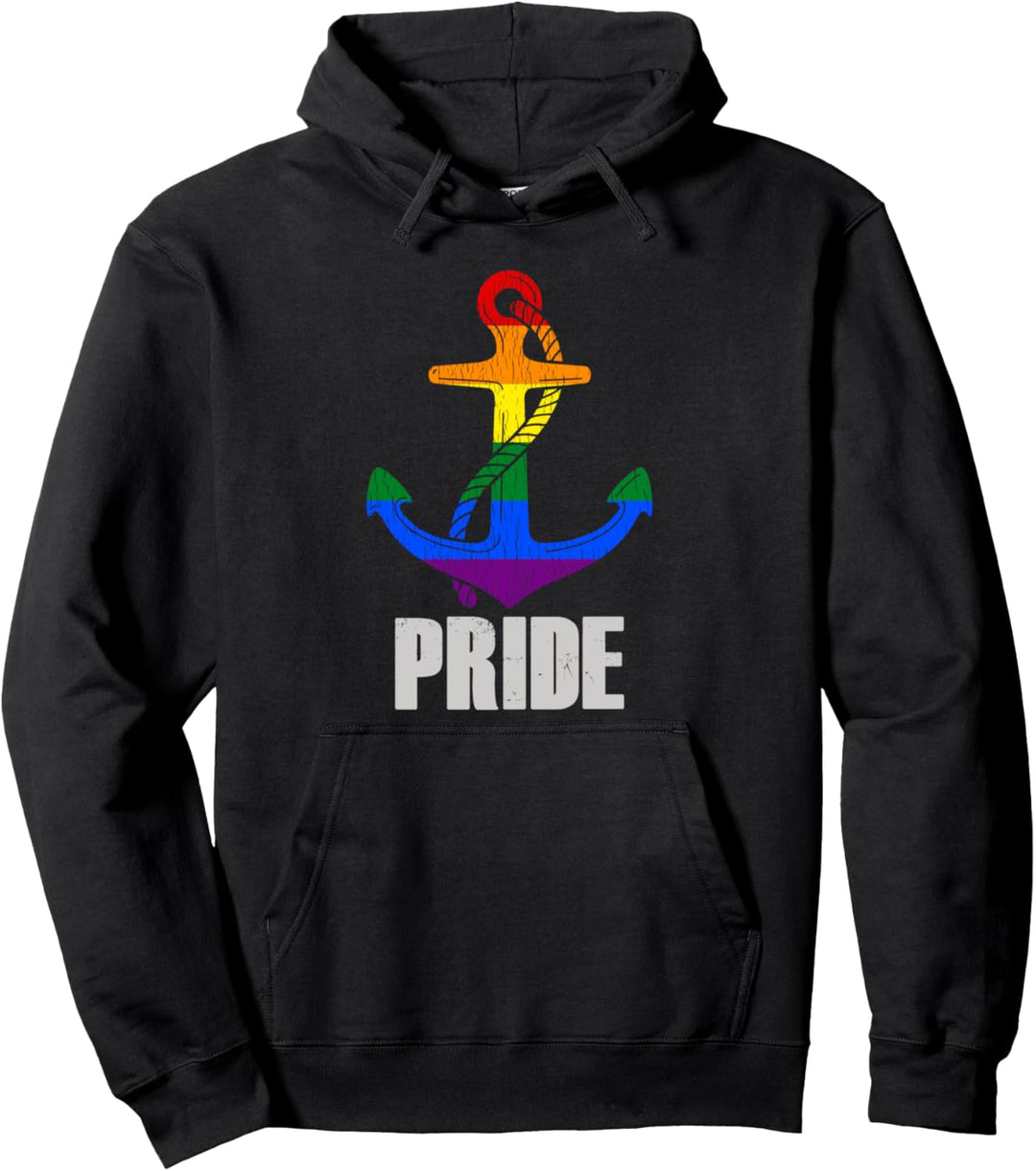 Nautischer Anker Regenbogen LGBT Pride Homosexuell Matrosen Pullover Hoodie