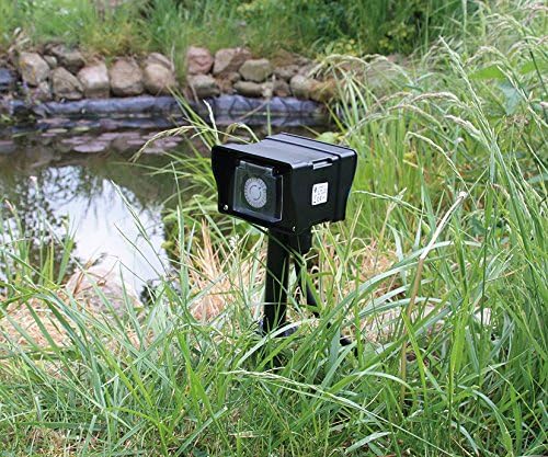 Chilitec Gartensteckdose 2-Fach Aussensteckdose mit Zeitschaltuhr 2m Kabel Erdspiess IP44 230V Strom