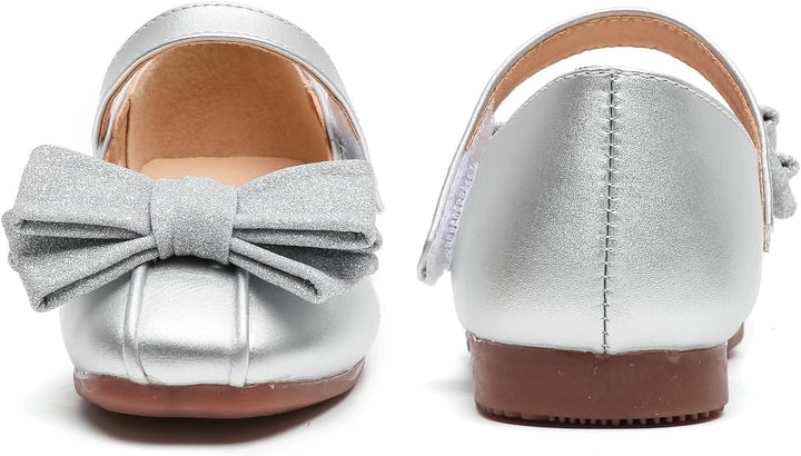 DADAWEN Klein Mädchen Mary Jane Ballerinas Prinzessin Taufschuhe 34 EU Silber, 34 EU Silber