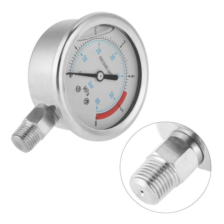 0-60Bar 0-6Mpa Luftdruckmesser, 1/4 "NPT 60mm Dial Luft Hydraulischer Wasser Manometer