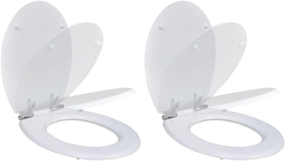 HOMIUSE Toilettensitze 2 Stk. mit Absenkautomatik MDF Weiss Toilettendeckel Wc Sitz mit Absenkautoma