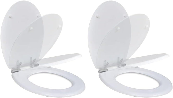 HOMIUSE Toilettensitze 2 Stk. mit Absenkautomatik MDF Weiss Toilettendeckel Wc Sitz mit Absenkautoma