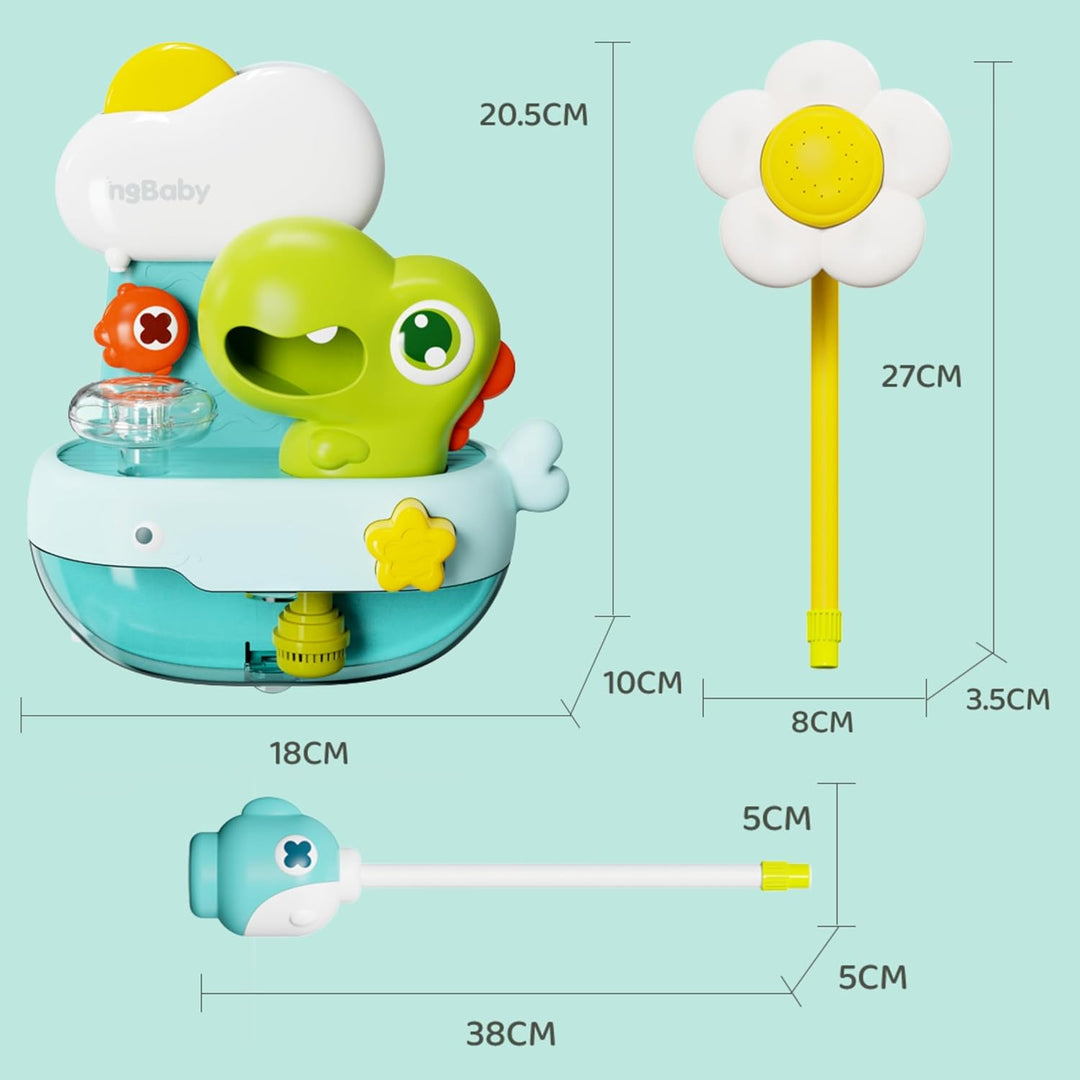 Schaum-Dinosaurier mit Babydusche, Badespielzeug mit Seifenblasen, Badewannenspielzeug, Baby-Wassers