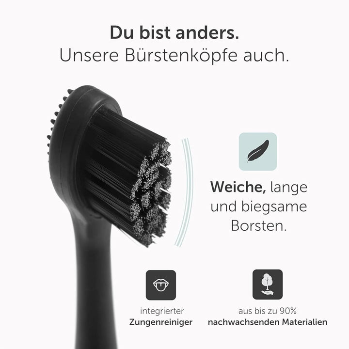 Wondersmile Ersatzbürsten Schallzahnbürste (Hard, Ultimate Black, 8er Pack) - Bürstenköpfe für Wonde