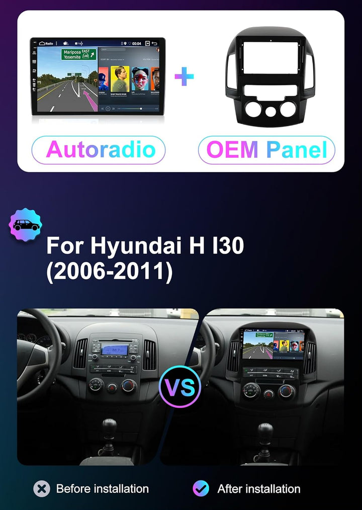 JOYX Android 12 Autoradio Passt für Hyundai I30 (2006-2011) - 4G+64G - Eingebaut DSP/Carplay/Android