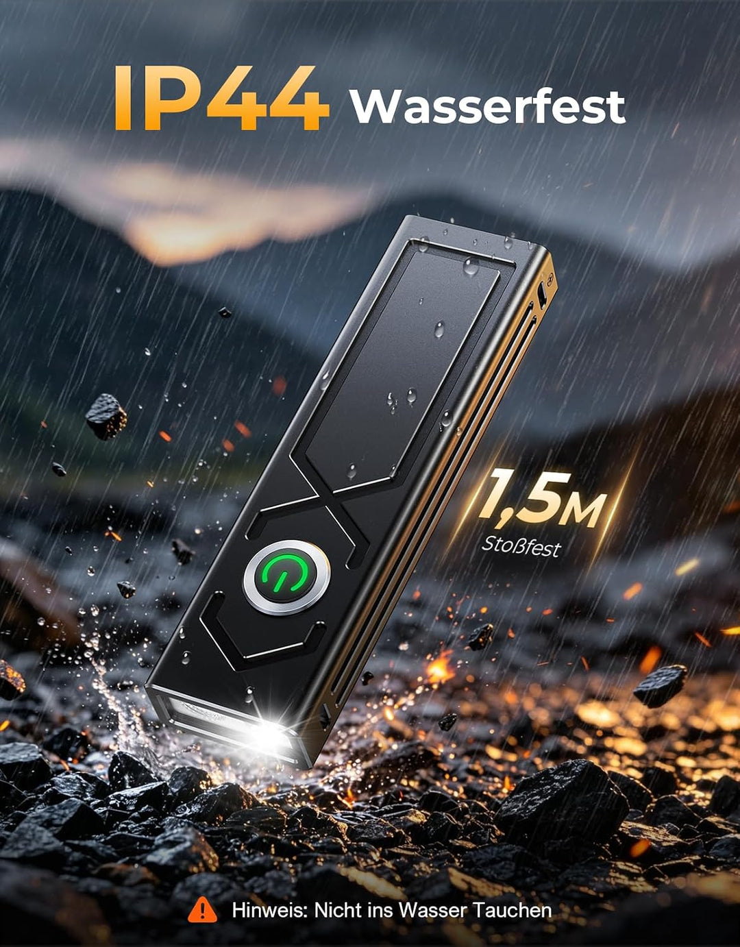 EOIWUY Taschenlampe LED Aufladbar, 1300 Lumen Extrem Hell Taschenlampen | 4 Lichtmodi, Flaches &amp; Mag