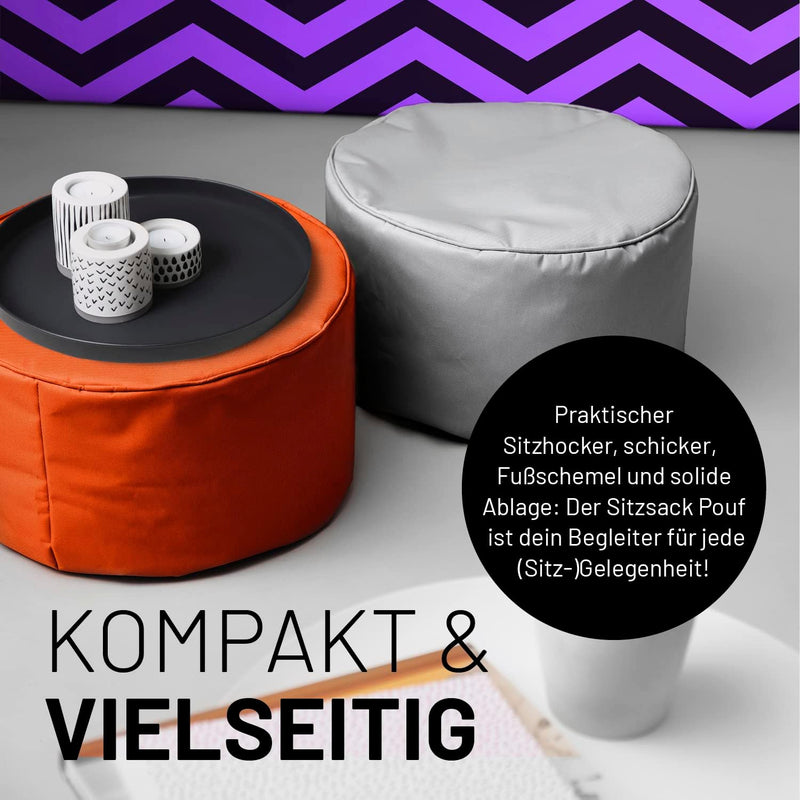 Lumaland Sitzsack Pouf (50 L) | Kompakter Sitzsack mit 3-in-1-Funktion: bequemer Hocker, praktisches