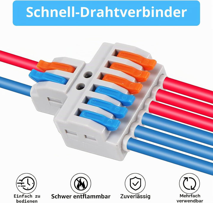 20 Stück Verbindungsklemme, 2 in 6 Out Quick Wire Connectors, Electrical Lever Nuts Wire Connectors