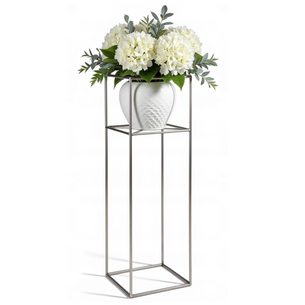 Pflanzenständer Filo - 24x24x80cm - Farbe Silber - für Zimmerblumen - Metallregal - Dekorativer Tisc