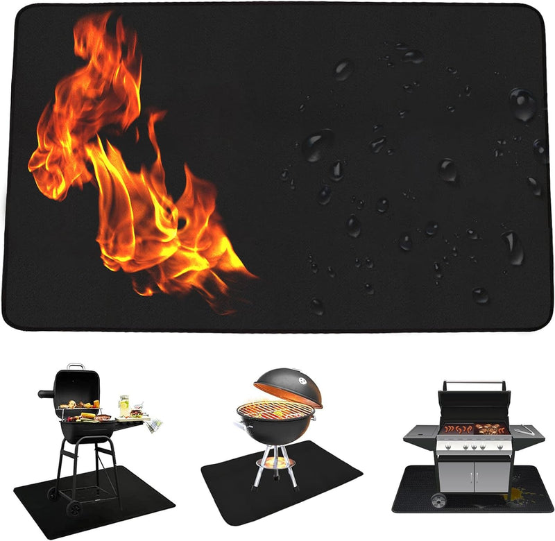 CHSEEO Feuerfeste Unterlage, Grillunterlage Bodenmatte, BBQ Grill Mat, Hitzebeständige Wiederverwend