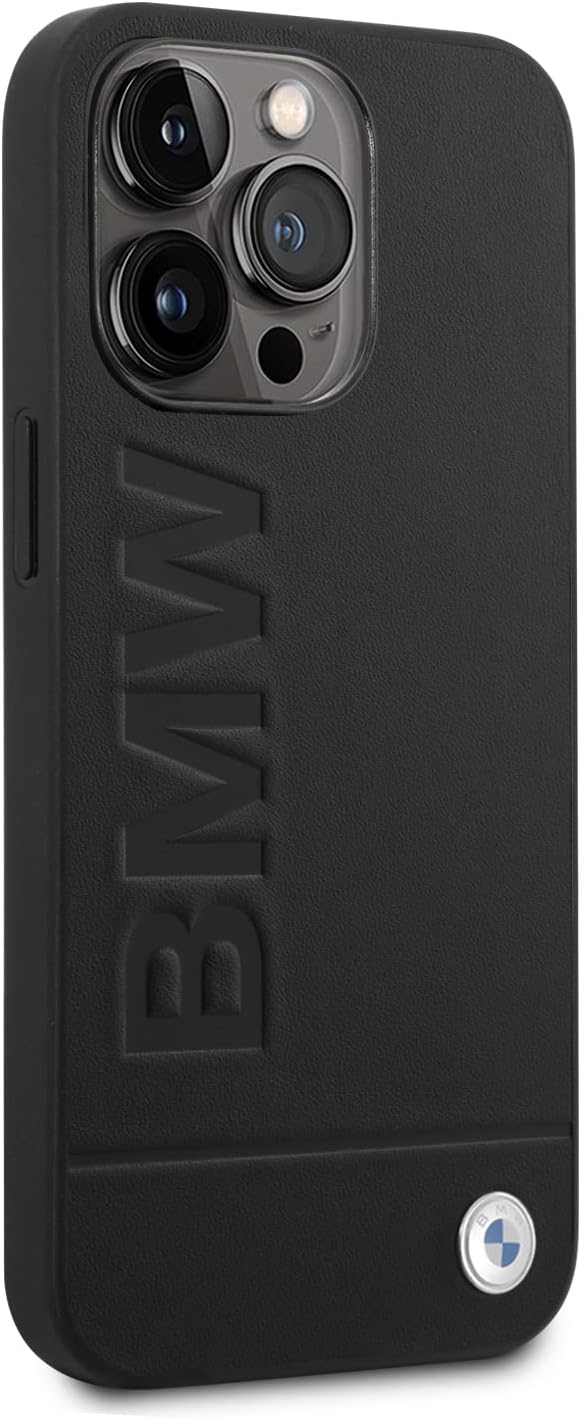 Etui BMW BMHCP14XSLLBK Hülle für iPhone 14 Pro Max 6,7" schwarz/Black Leather Stamp