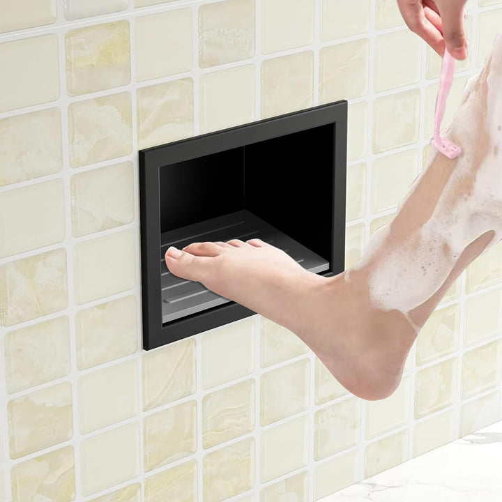 Wandnische Dusche Versenkte Duschfussstütze aus 304 Edelstahl Nische mit Rutschfest Silikonpads für