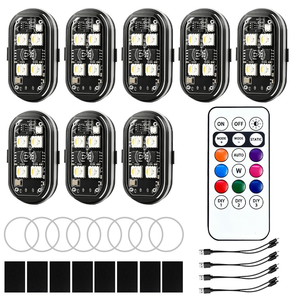 Kabellose Led Lichter, 8 Farbiges Mini led Licht Wasserdicht (B - 8 Stück), B - 8 Stück