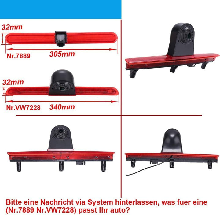 1280 * 720 Brake Bremsleuchte Auto Kamera Bremslicht Rückfahrkamera Fit for VW T5 Bus Transporter V