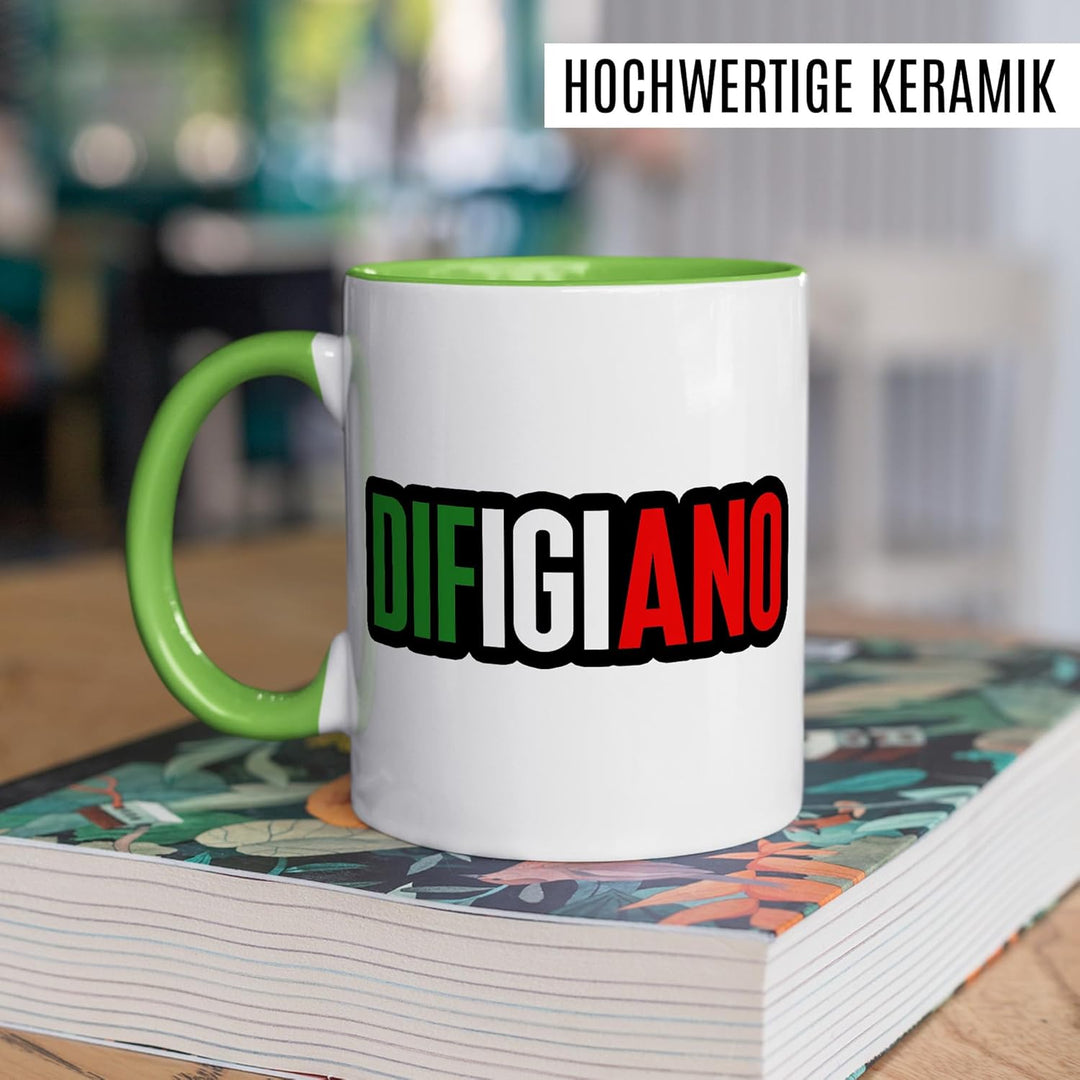 Bayern Tasse mit Spruch – Geschenk Difigiano – Kaffeetasse 330ml aus Keramik – Bayerisch Italien Wor