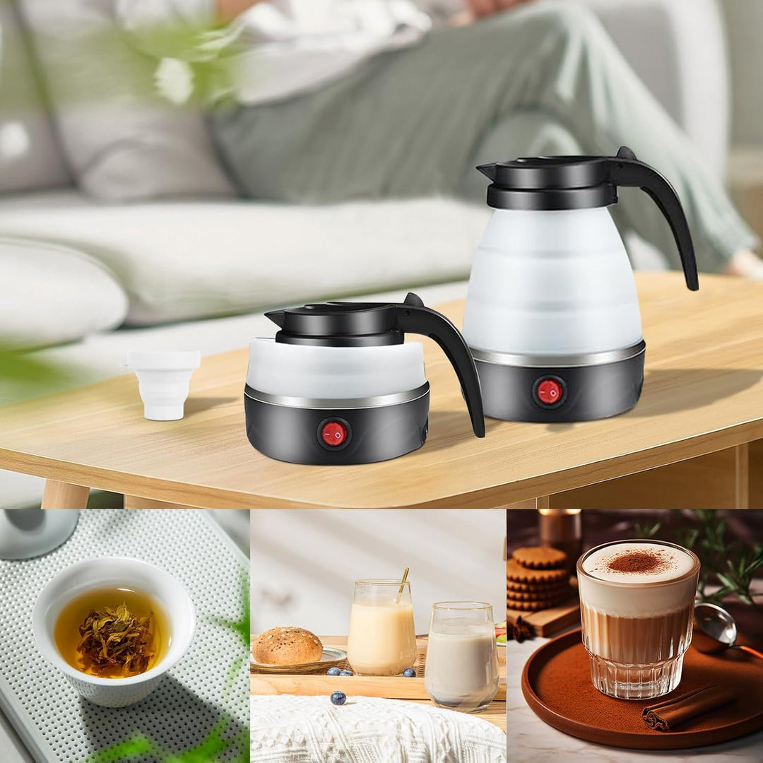RANJIMA Faltbarer Wasserkocher,0.6L Camping Wasserkocher Mini Wasserkessel Tragbarer Silikon Reisewa