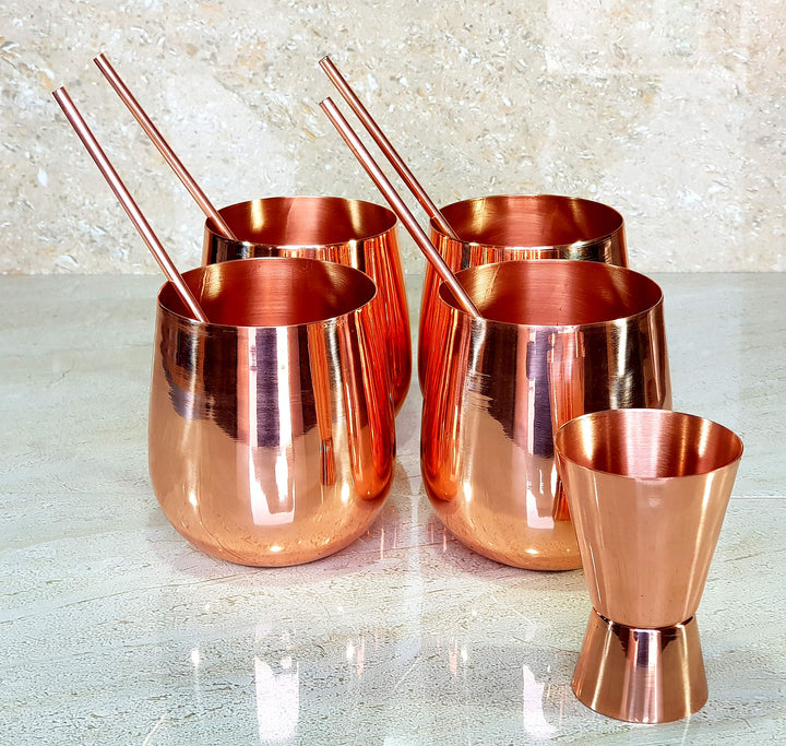 eSplanade Moscow Mule Kupferbecher - Set mit 4-100% handgefertigten - lebensmittelechten reinen Voll