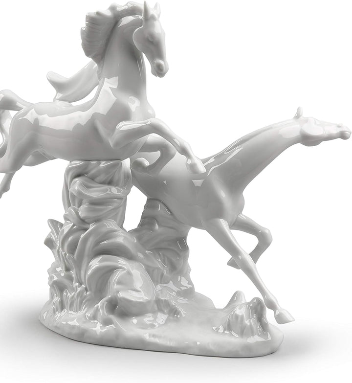 LLADRÓ Figur Pferde Im Galopp. Weiss. Pferde. Porzellan.